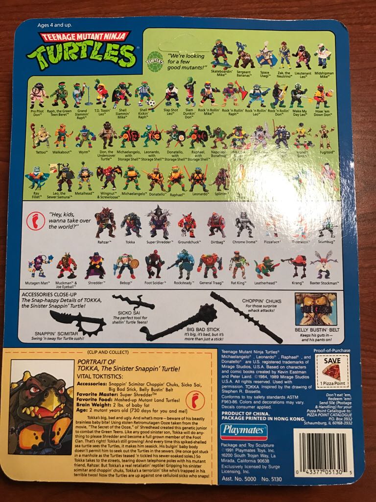 Tokka (68 Back) - Playmates Toys (Teenage Mutant Ninja Turtles (1988)) action figure collectible [Barcode 043377051305] - Main Image 2