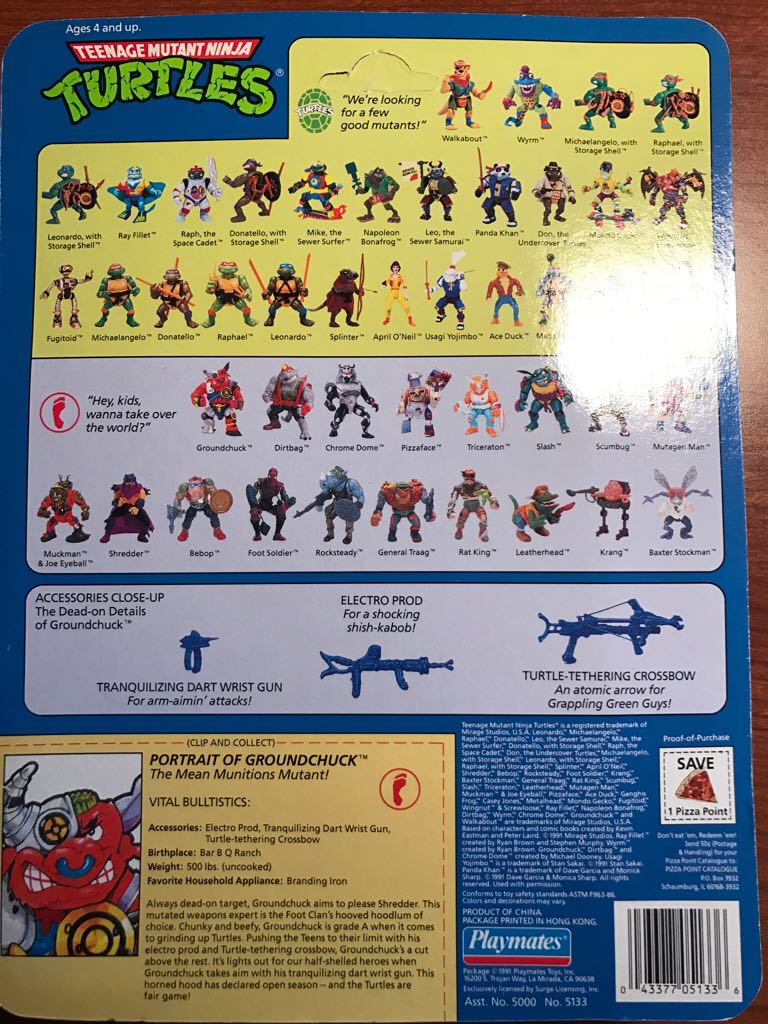 TMNT - Groundchuck - Playmates (Teenage Mutant Ninja Turtles) action figure collectible [Barcode 043377051336] - Main Image 2