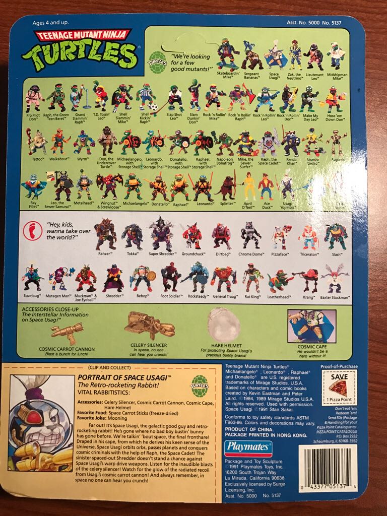 Space Usagi (Brown Pads) - Playmates Toys (Teenage Mutant Ninja Turtles (1991)) action figure collectible [Barcode 043377051374] - Main Image 2