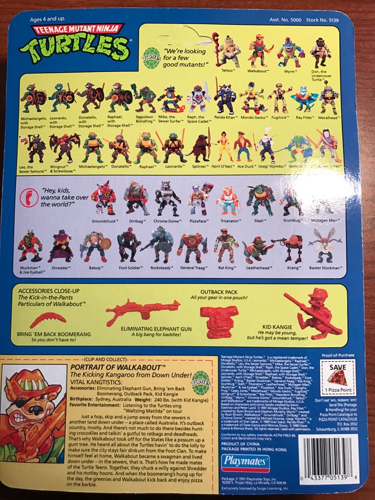 Walkabout - Playmates Toys (Teenage Mutant Ninja Turtles (1991)) action figure collectible [Barcode 043377051398] - Main Image 2