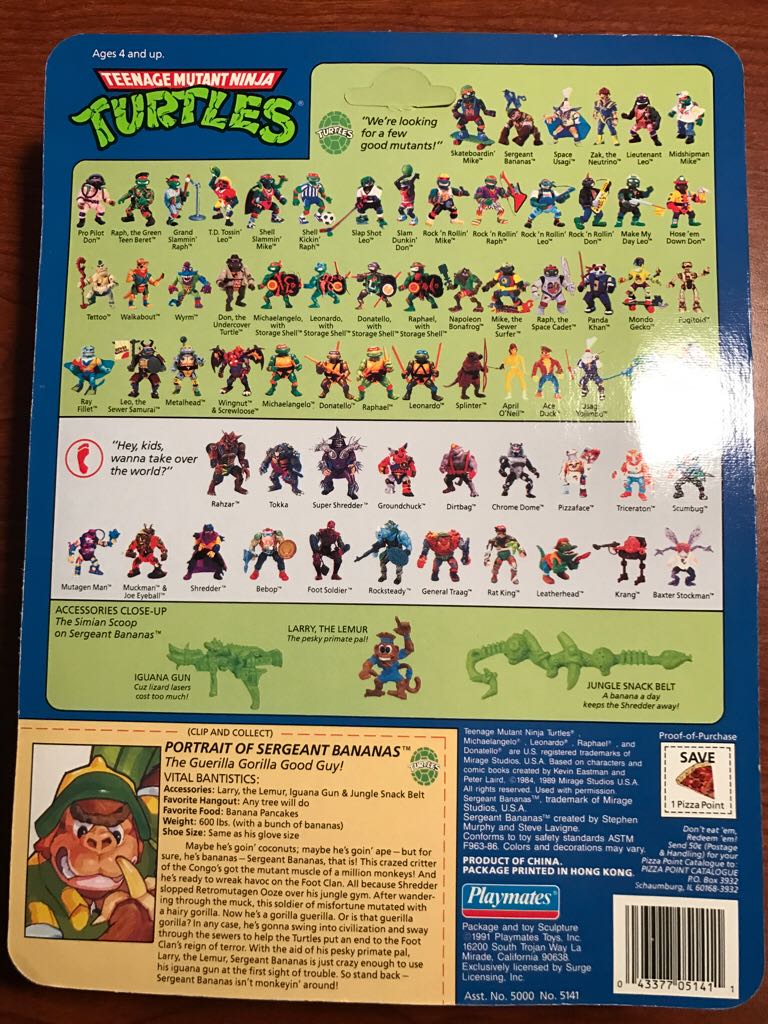 Sergeant Bananas (68 Back) - Playmates Toys (Teenage Mutant Ninja Turtles) action figure collectible [Barcode 043377051411] - Main Image 2