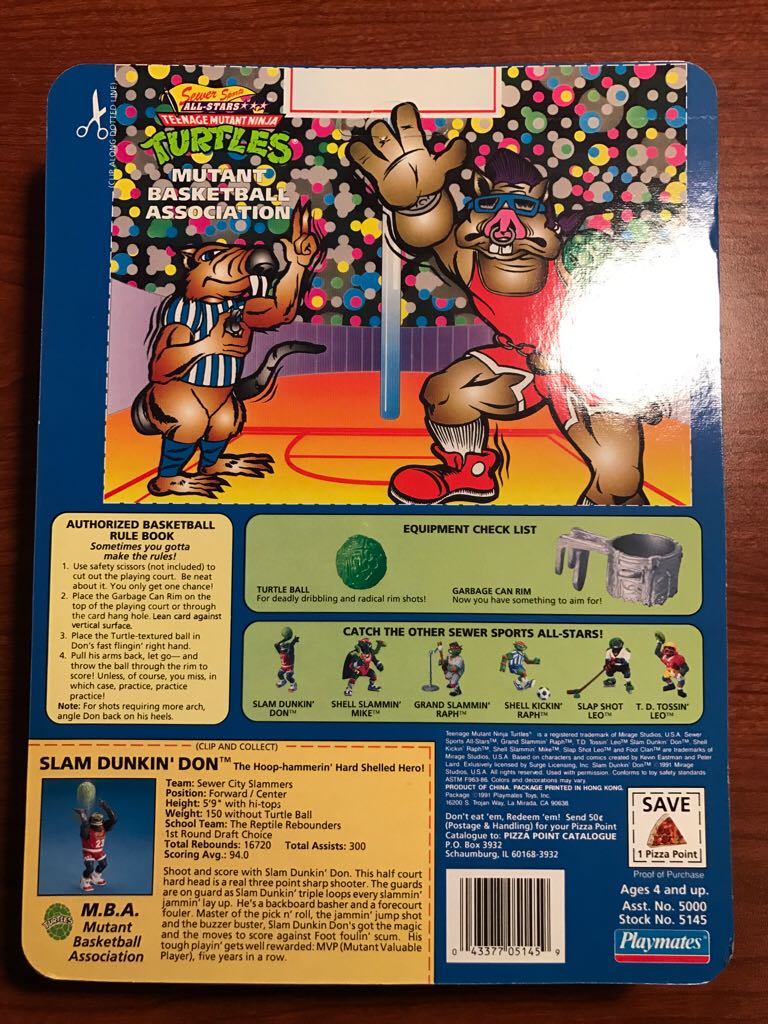 Slam Dunkin’ Don - Playmates Toys (Teenage Mutant Ninja Turtles (1991)) action figure collectible [Barcode 043377051459] - Main Image 2