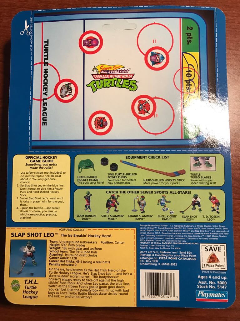 Slap Shot Leo - Playmates Toys (Teenage Mutant Ninja Turtles (1991)) action figure collectible [Barcode 043377051473] - Main Image 2