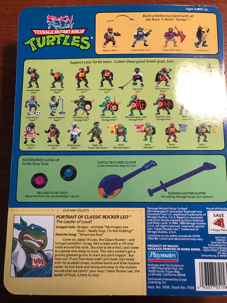 Classic Rocker Leo (28 Back) - Playmates Toys (Rock’N Rollin’ Tmnt) action figure collectible [Barcode 043377051589] - Main Image 2