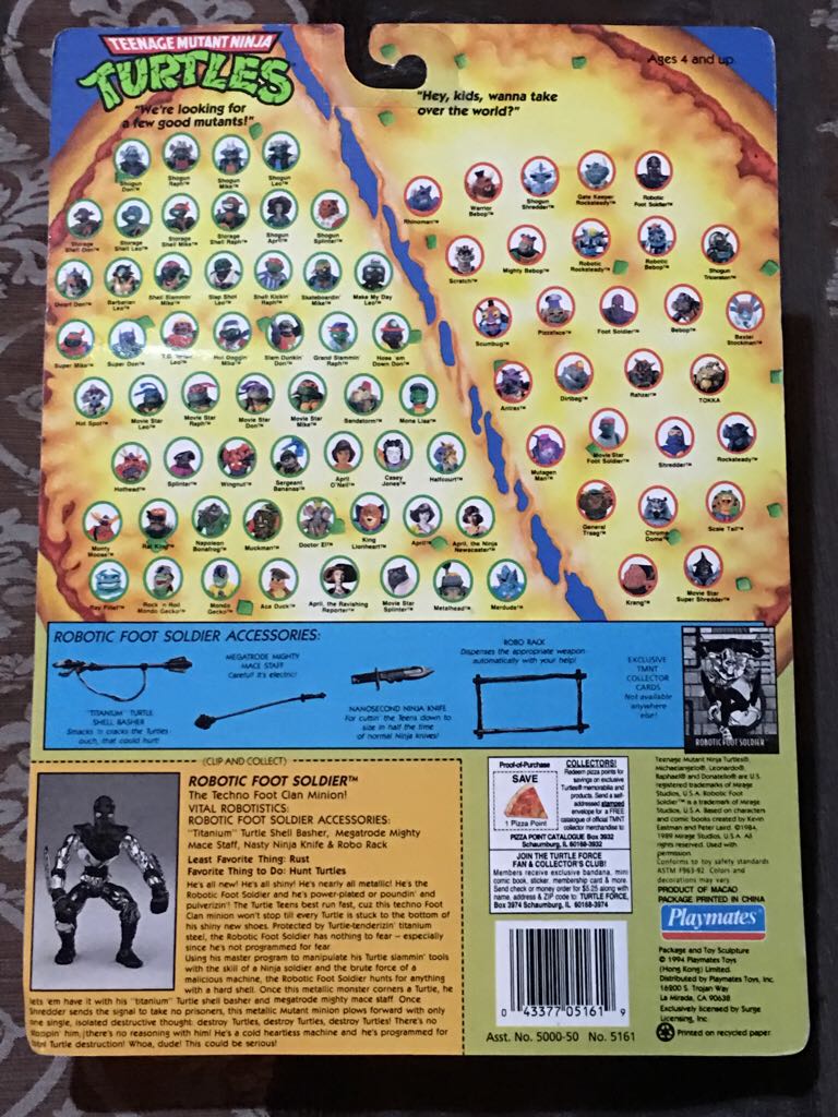 TMNT Robotic Foot Soldier (Reissue) (With Card) - Playmates Toys (Teenage Mutant Ninja Turtles) action figure collectible [Barcode 043377051619] - Main Image 2