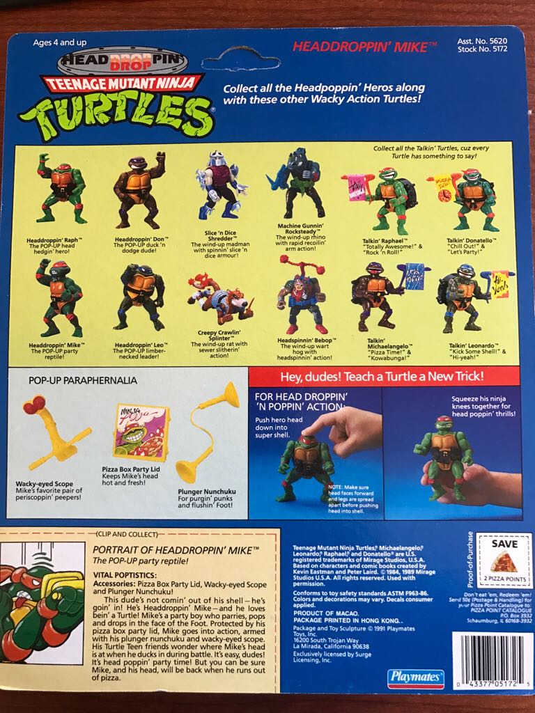 Michelangelo - Playmates (TMNT Head Drop Pin) action figure collectible [Barcode 043377051725] - Main Image 2