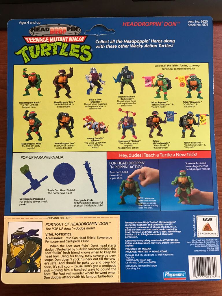 Headdroppin’ Don (12 Back) - Playmates Toys (Teenage Mutant Ninja Turtles) action figure collectible [Barcode 043377051749] - Main Image 2