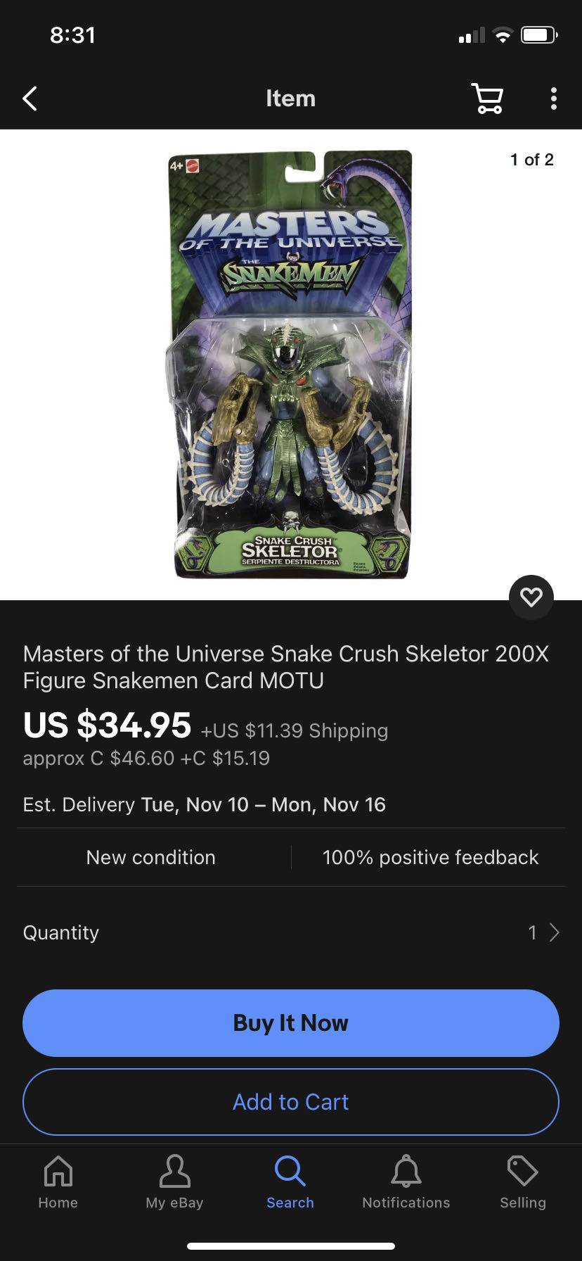 Snake Crush Skeletor - Mattel (Masters Of The Universe vs Snakemen) action figure collectible [Barcode 027084032376] - Main Image 4