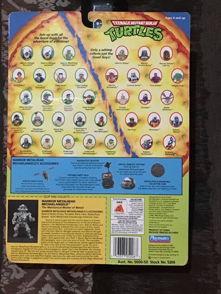TMNT Warrior Metalhead Michaelangelo - Playmates Toys (Teenage Mutant Ninja Turtles) action figure collectible [Barcode 043377052067] - Main Image 2