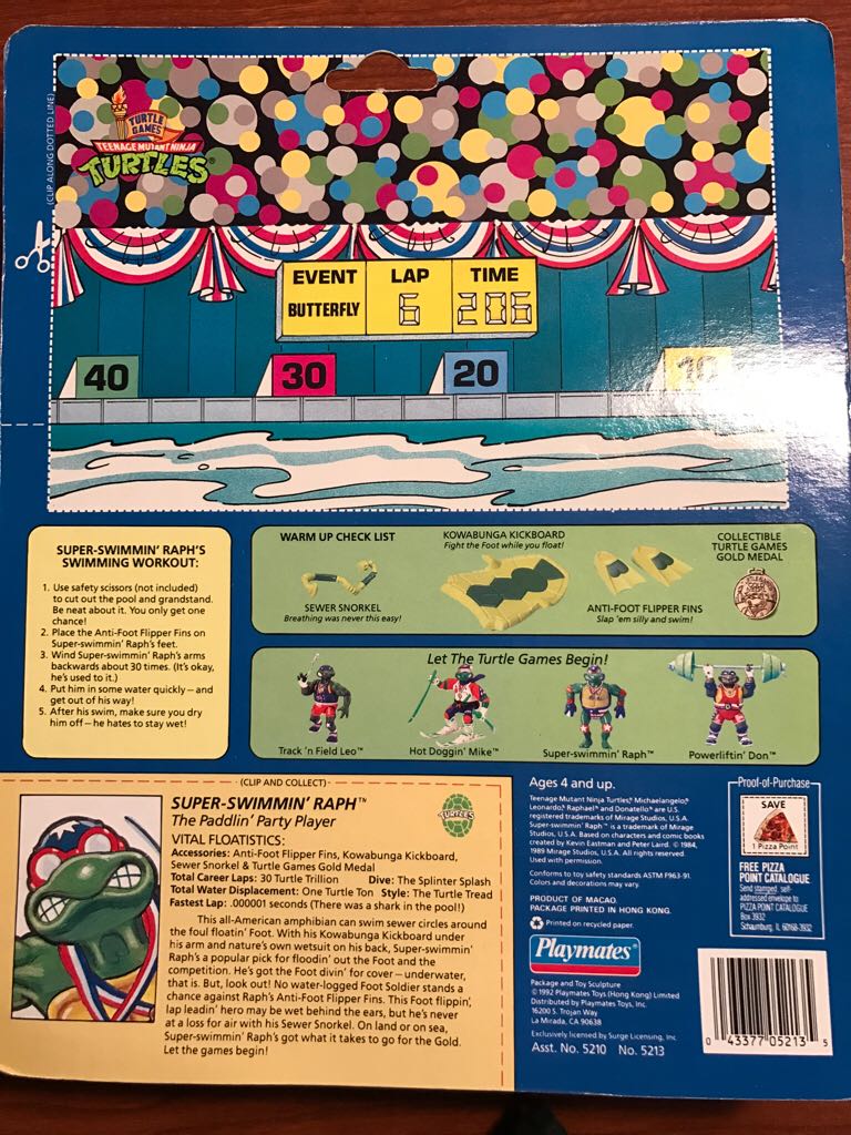 Turtle Games Super Swimming Raph 1992 - Playmates Toys (Teenage Mutant Ninja Turtles) action figure collectible [Barcode 043377052135] - Main Image 2