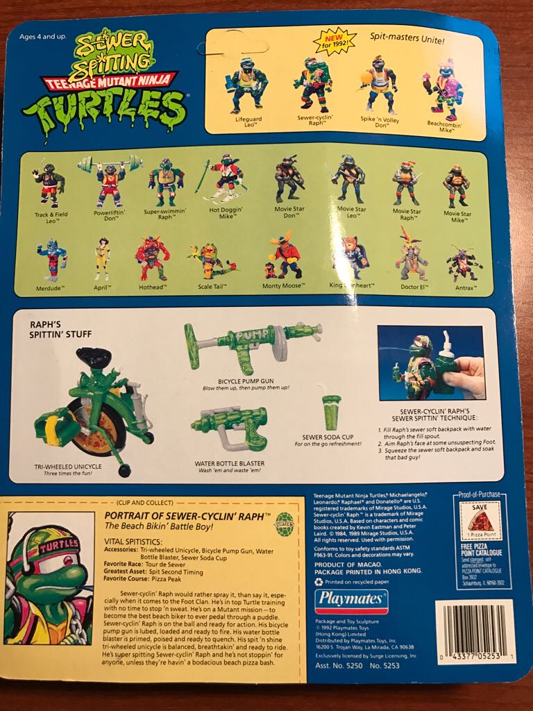 TMNT - Sewer-Cyclin’ Raph - Playmates Toys (Teenage Mutant Ninja Turtles) action figure collectible [Barcode 043377052531] - Main Image 2