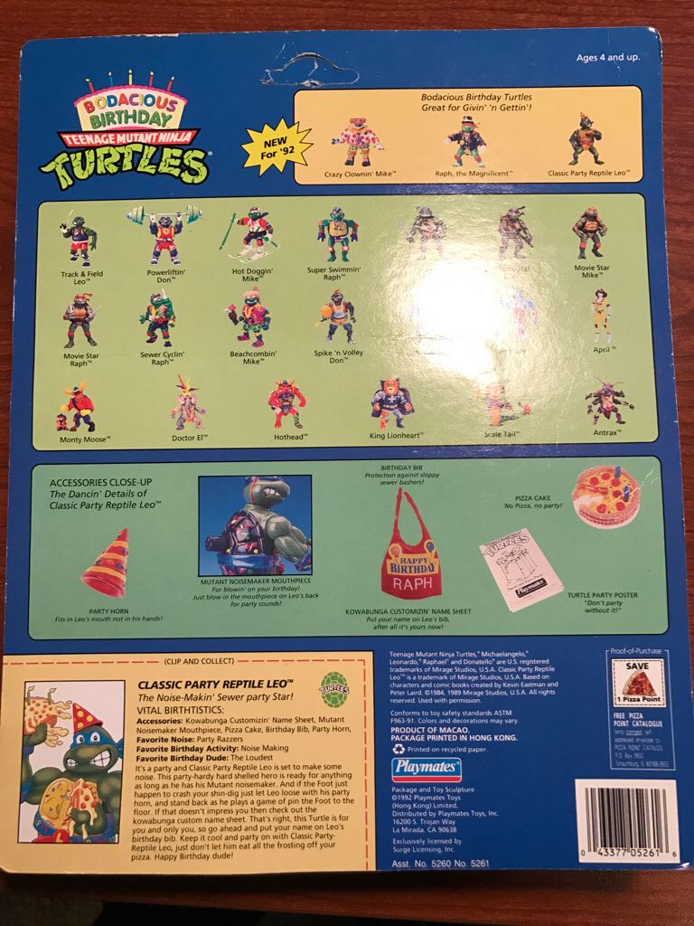 Classic Party Reptile Leo - Playmates (Teenage Mutant Ninja Turtles (1992)) action figure collectible [Barcode 043377052616] - Main Image 2