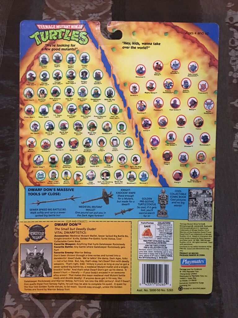 Dwarf Don (Violet Accessories) - Playmates Toys (Teenage Mutant Ninja Turtles: Warriors of the Forgotten Sewer) action figure collectible [Barcode 043377052654] - Main Image 2