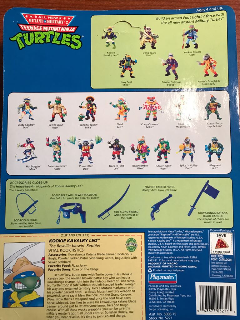 Military 2 Kookie Kavalry Leo 1992 - Playmates Toys (Teenage Mutant Ninja Turtles) action figure collectible [Barcode 043377052715] - Main Image 2