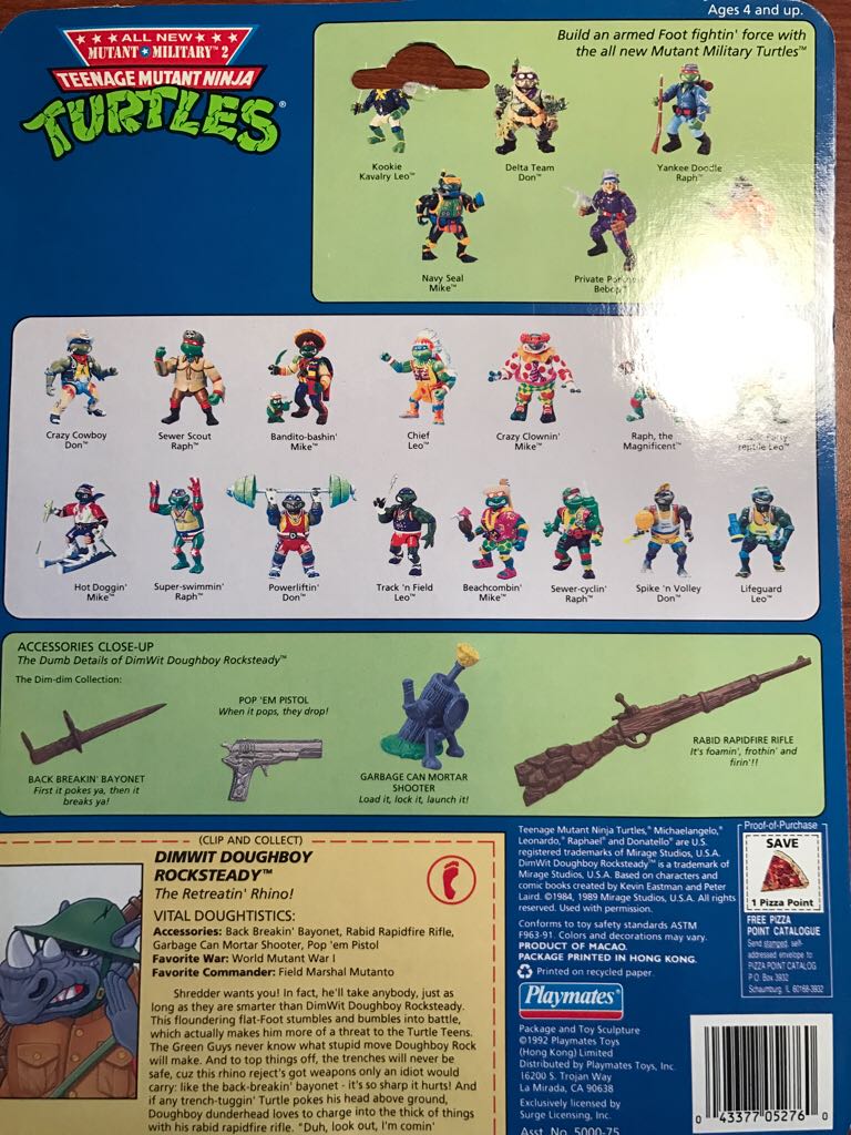 Dimwit Doughboy Rocksteady - Playmates (Teenage Mutant Ninja Turtles (1992)) action figure collectible [Barcode 043377052760] - Main Image 2