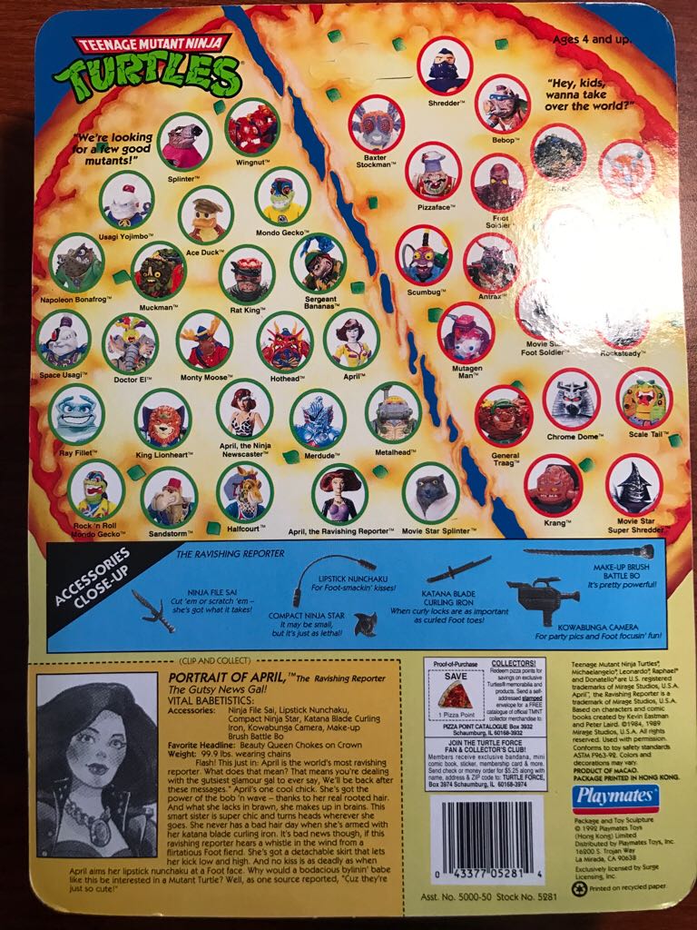 April The Ravishing Reporter - Playmates Toys (Teenage Mutant Ninja Turtles (1992)) action figure collectible [Barcode 043377052814] - Main Image 2