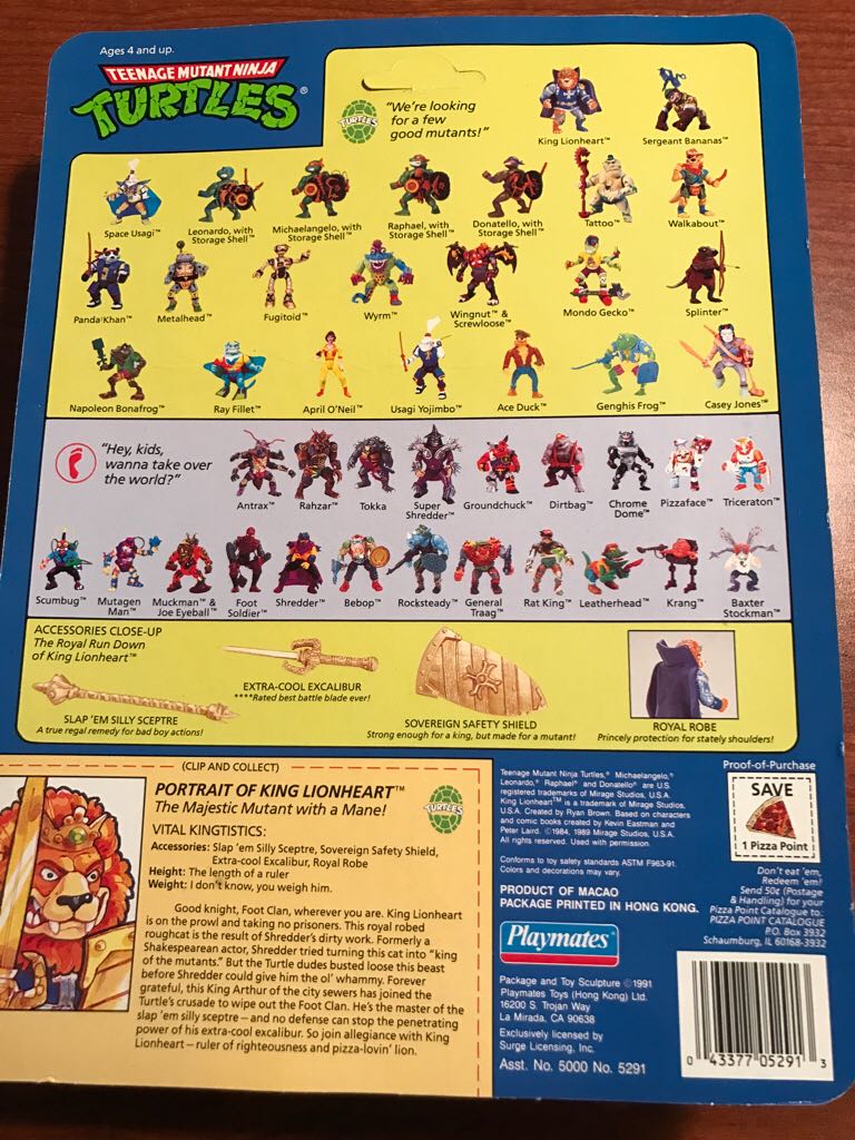 TMNT - King Lionheart - Playmates Toys (Teenage Mutant Ninja Turtles) action figure collectible [Barcode 043377052913] - Main Image 2