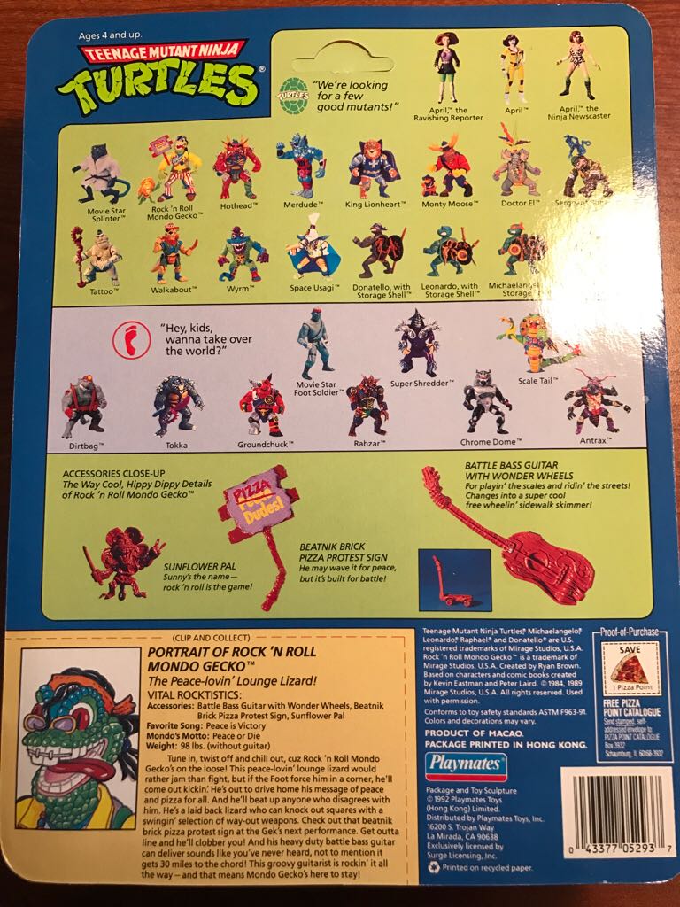Rock’n Roll Mondo Gecko - Playmates Toys (Teenage Mutant Ninja Turtles) action figure collectible [Barcode 043377052937] - Main Image 2
