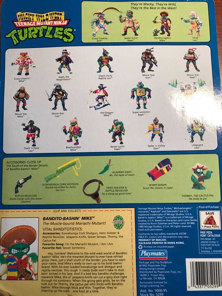 Bandito-Bashin’ Mike - Playmates (Teenage Mutant Ninja Turtles (1992)) action figure collectible [Barcode 043377052999] - Main Image 2