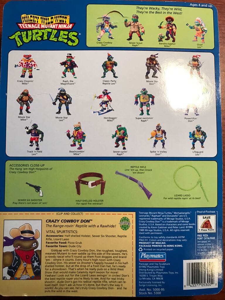 Crazy Cowboy Don - Playmates Toys (Tmnt Wacky Wild West) action figure collectible [Barcode 043377053002] - Main Image 2