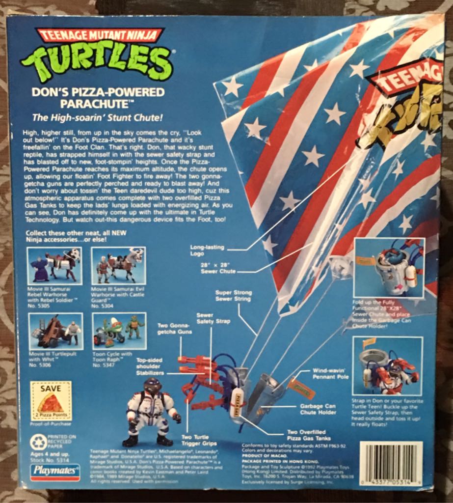 Don’s Pizza-Powered Parachute - Playmates Toys (Teenage Mutant Ninja Turtles) action figure collectible [Barcode 043377053149] - Main Image 2