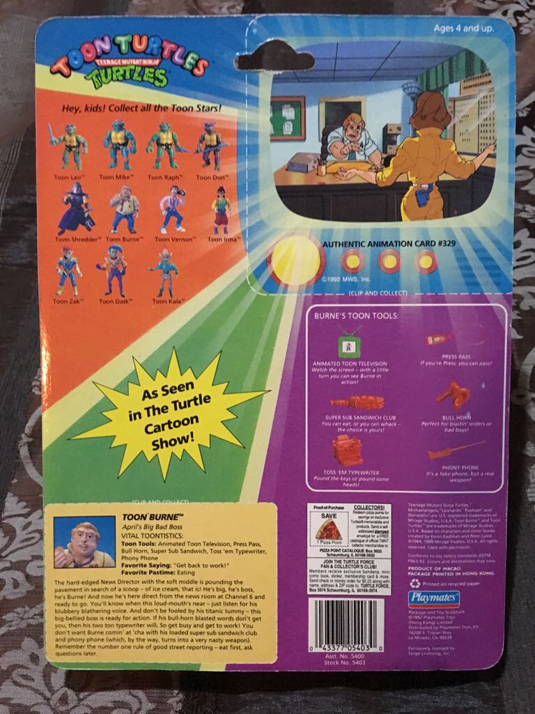 Toon Burne - Playmates Toys (Teenage Mutant Ninja Turtles: Toon Turtles) action figure collectible [Barcode 043377054030] - Main Image 2