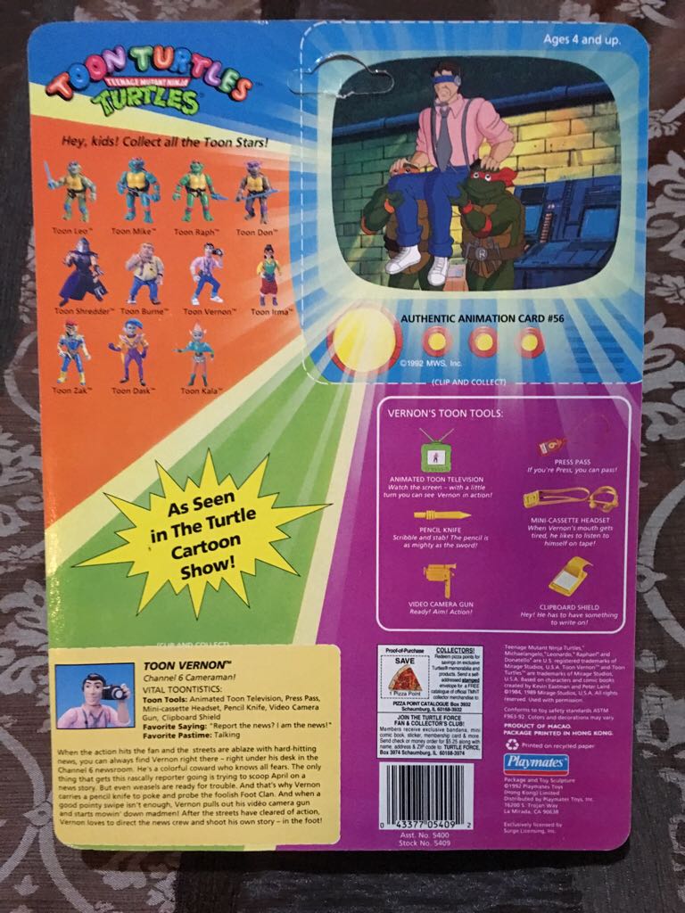 Toon Vernon - Playmates Toys (Teenage Mutant Ninja Turtles: Toon Turtles) action figure collectible [Barcode 043377054092] - Main Image 2