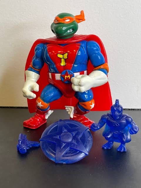 Super Mike (W/ Purple Accessories, Coin And Card) - Playmates Toys (Teenage Mutant Ninja Turtles (1994)) action figure collectible [Barcode 043377054214] - Main Image 3