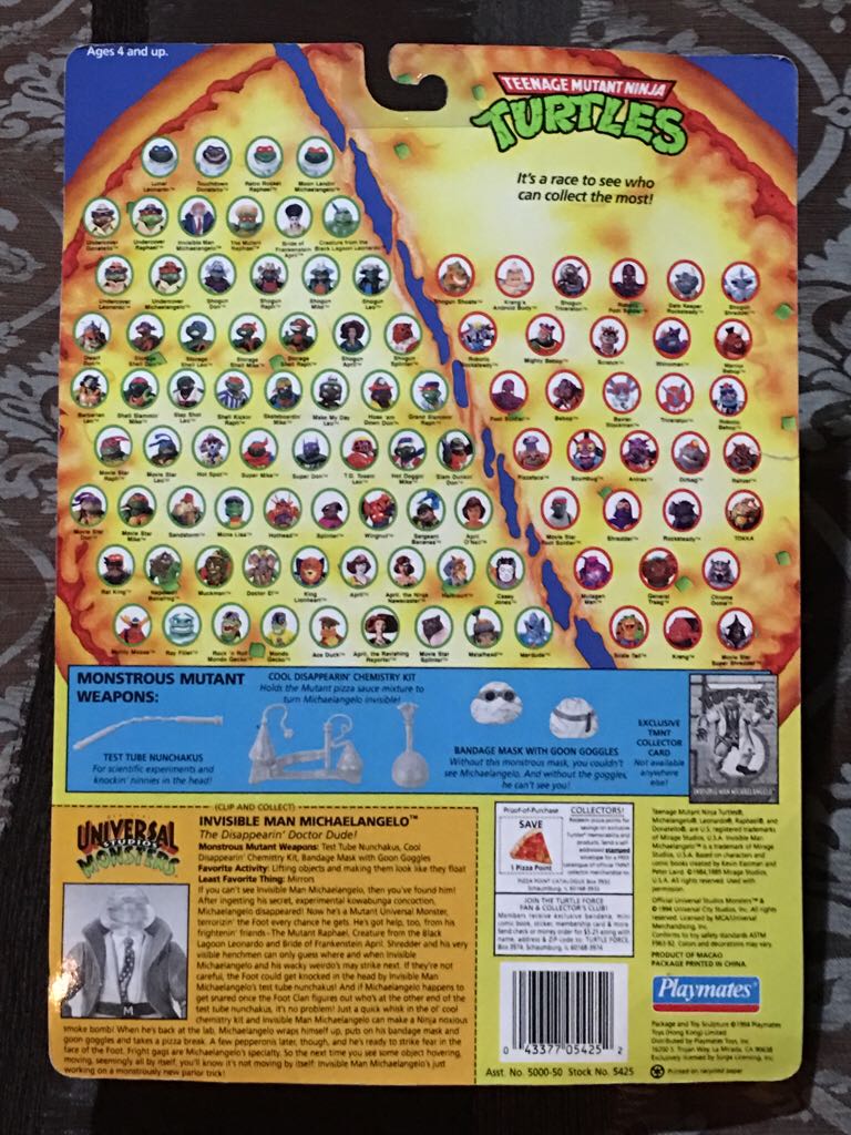 Universal Monsters x TMNT: The Invisible Man Michelangelo - Playmates Toys (Tmnt Universal Studios Monsters) action figure collectible [Barcode 043377054252] - Main Image 2