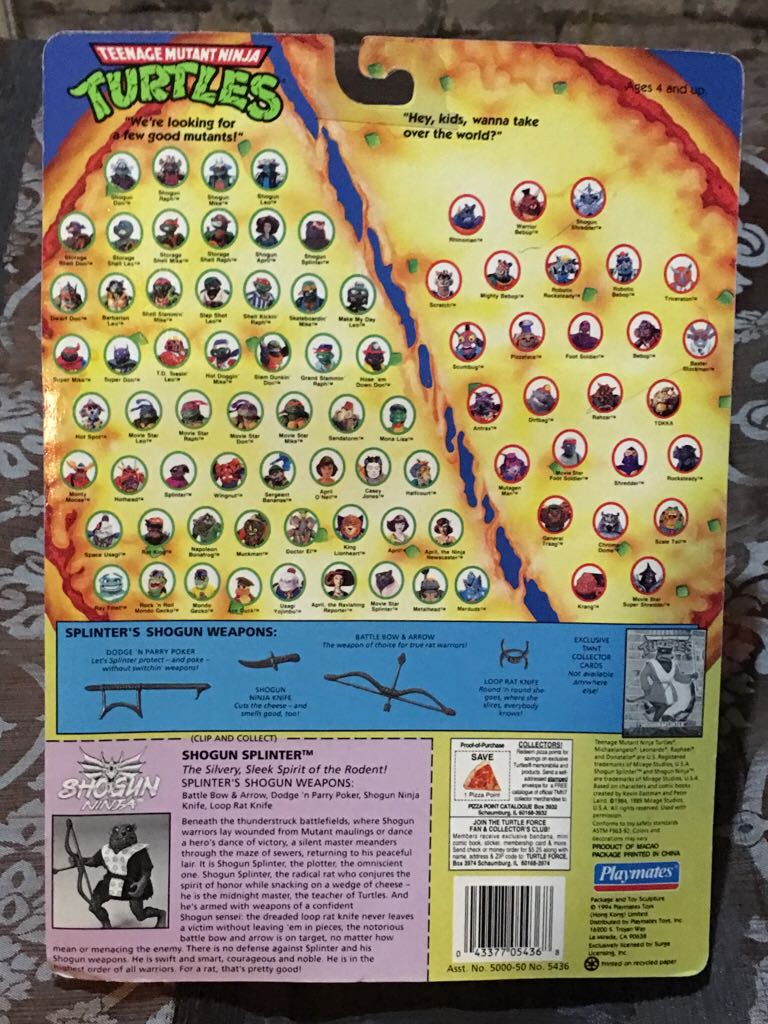 Shogun Splinter (Blue Accessories) (With Card) *Error Sticker* (Shogun DON) - Playmates Toys (Teenage Mutant Ninja Turtles: Shogun Ninja) action figure collectible [Barcode 043377054368] - Main Image 2