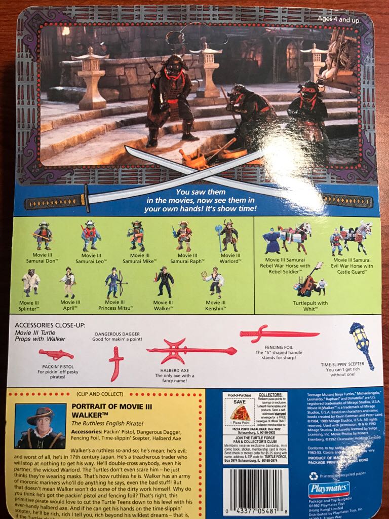 Movie III Walker (W/ Checklist) - Playmates Toys (Teenage Mutant Ninja Turtles (1992)) action figure collectible [Barcode 043377054818] - Main Image 2