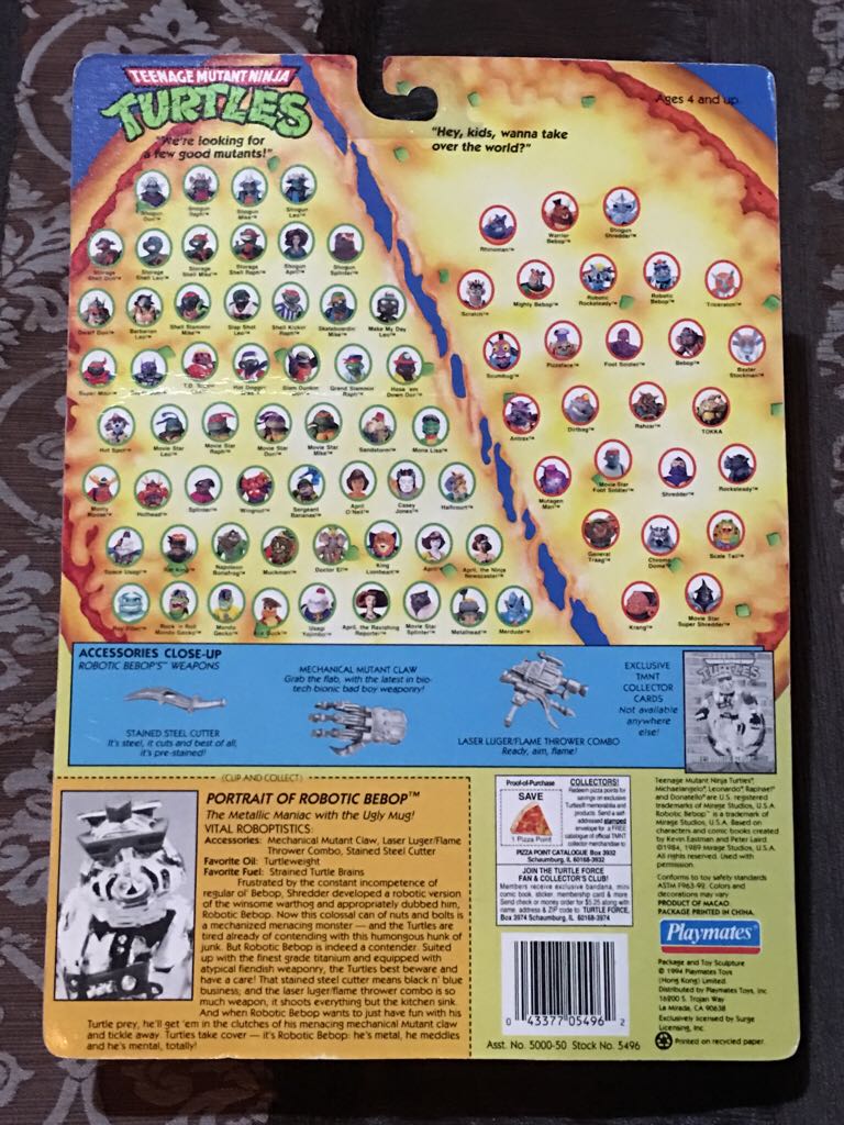 Robotic Bebop (Purple Accessories, W/Card And Coin) - Playmates Toys (Teenage Mutant Ninja Turtles (1994)) action figure collectible [Barcode 043377054962] - Main Image 2