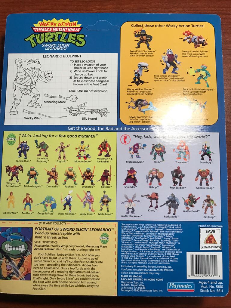Sword Slicin’ Leonardo - Playmates Toys (Teenage Mutant Ninja Turtles (1990)) action figure collectible [Barcode 043377056119] - Main Image 2