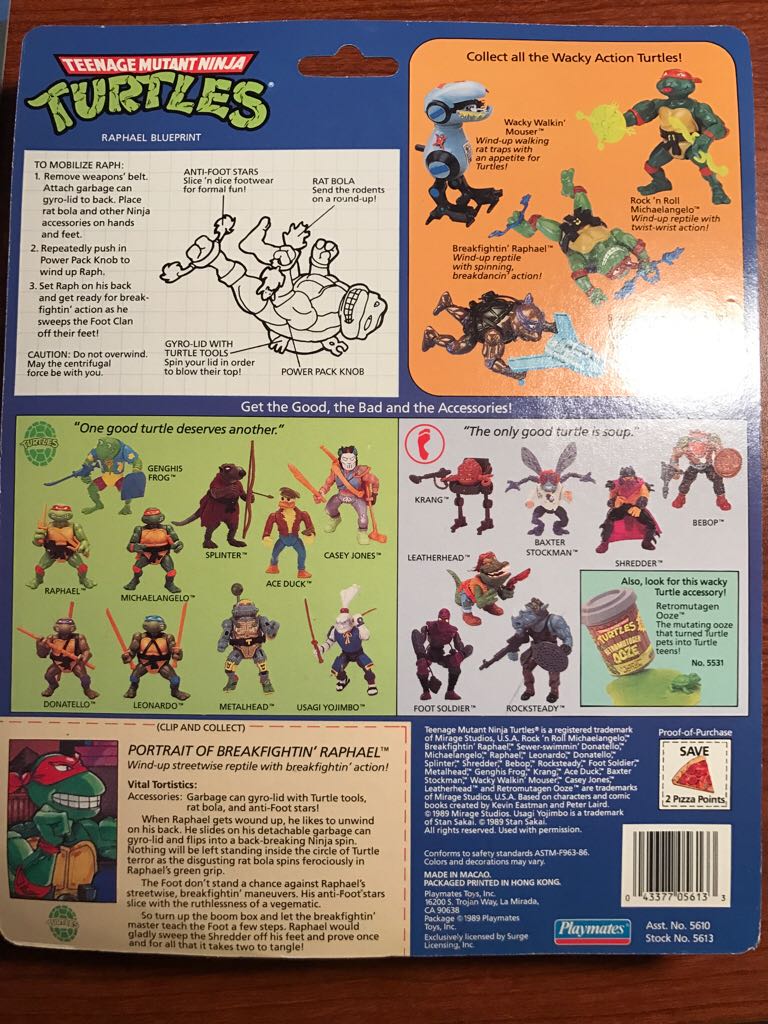 Break Fightin Raphael - Playmates Toys (Teenage Mutant Ninja Turtles (1989)) action figure collectible [Barcode 043377056133] - Main Image 2