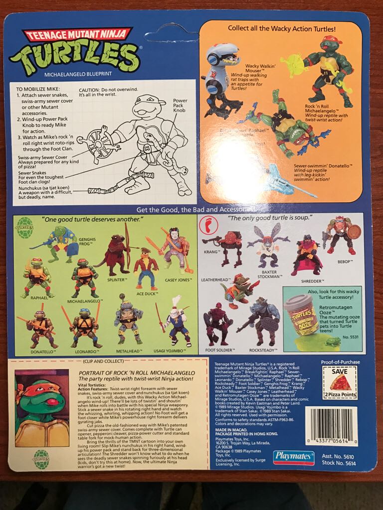 Rock N Roll Michaelangelo - Playmates Toys (Teenage Mutant Ninja Turtles (1989)) action figure collectible [Barcode 043377056140] - Main Image 2