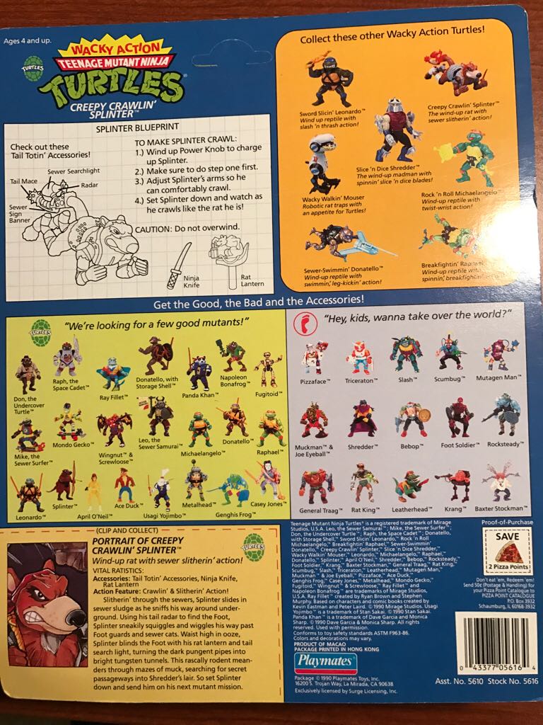 Creepy Crawling Splinter - Playmates Toys (Teenage Mutant Ninja Turtles (1990)) action figure collectible [Barcode 043377056164] - Main Image 2