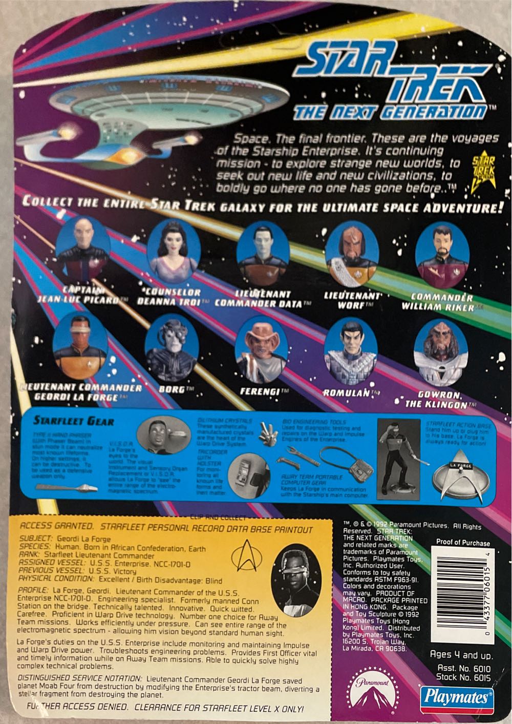 Lieutenant Commander Geordi La Forge - Star Trek : The Next Generation - Playmates (Star Trek: The Next Generation) action figure collectible [Barcode 043377060154] - Main Image 4