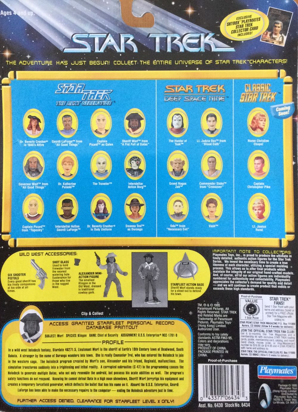 Worf (Western Sheriff Attire) - Star Trek: Halodeck Series - Playmates (Star Trek: The Next Generation) action figure collectible [Barcode 043377064343] - Main Image 2