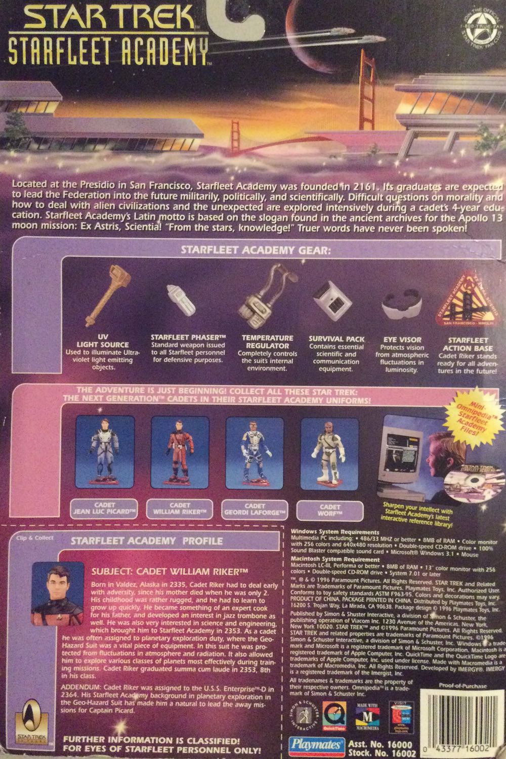 Cadet William Riker In Starfleet Geo-Hazard Suit - Playmates (Star Trek - Starfleet Academy) action figure collectible [Barcode 043377160021] - Main Image 2