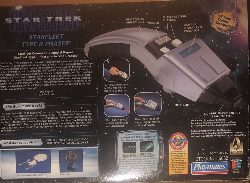 Star Trek First Contact Starfleet Type II Phaser - Playmates Toys (Star Trek First Contact) action figure collectible [Barcode 043377160625] - Main Image 2