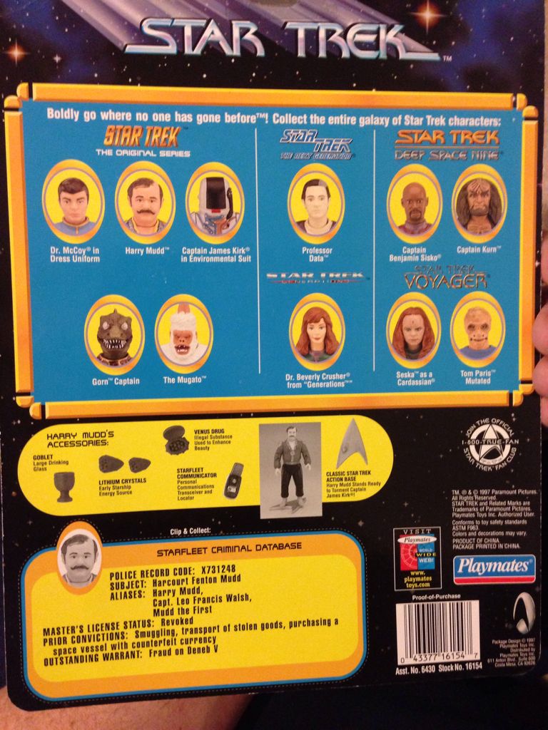E - Star Trek Harry Mudd - Star Trek NM loose / complete - Playmates (Star Trek) action figure collectible [Barcode 043377161547] - Main Image 2