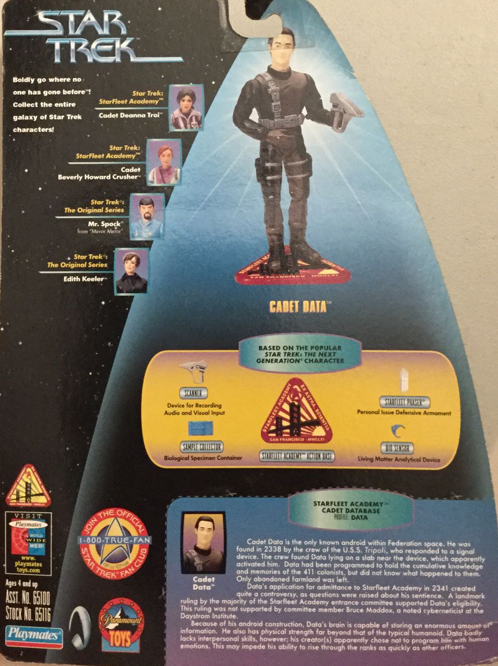 ST Warp Factor Series 3 - Cadet Data - Playmates (Star Trek: The Next Generation) action figure collectible [Barcode 043377651161] - Main Image 2
