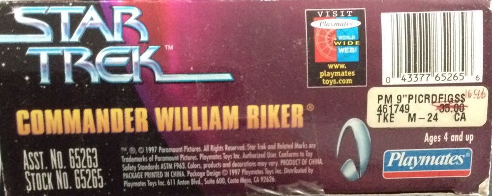 Commander William Riker (Spencer Exclusive) - Playmates Toys (Star Trek Exclusive) action figure collectible [Barcode 043377652656] - Main Image 3