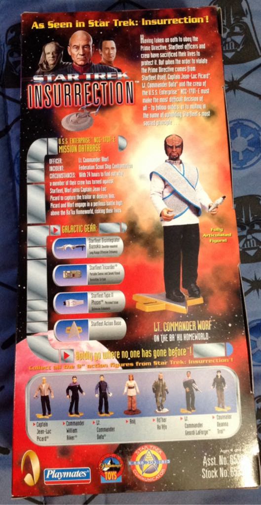 star trek playmates Worf - Playmates Toys (Star Trek- Insurrection) action figure collectible [Barcode 043377653530] - Main Image 2