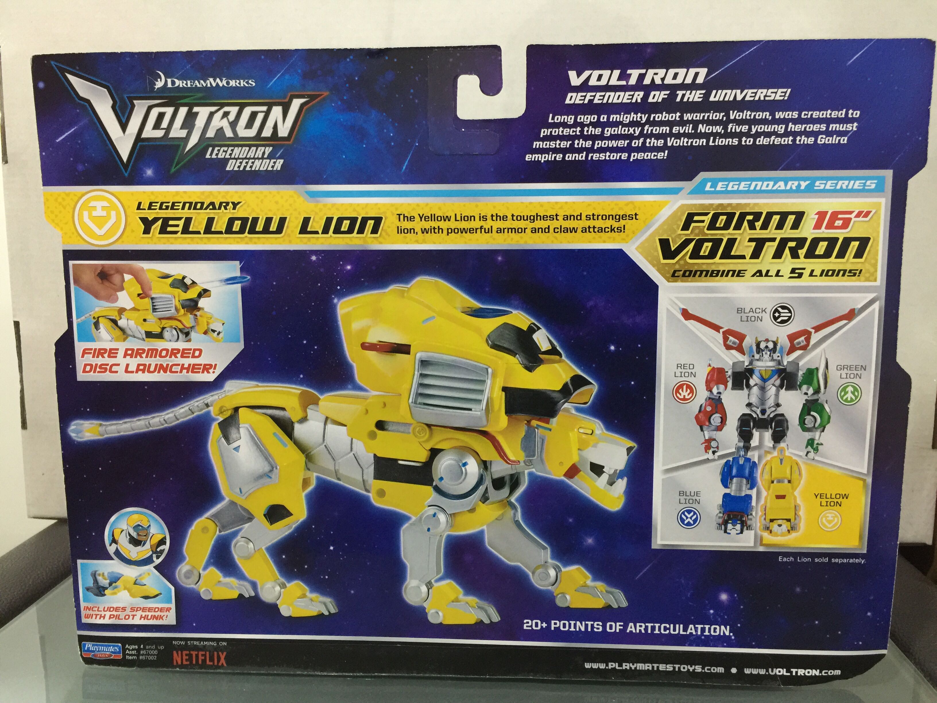 Voltron Netflix Yellow Lion - Playmates (Legendary Defender) action figure collectible [Barcode 043377670025] - Main Image 3