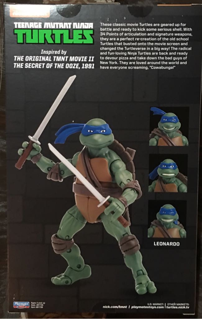 Ninja Turtles Classic Leonardo - Playmates Toys (Teenage Mutant Ninja Turtles Classic Coll) action figure collectible [Barcode 043377917267] - Main Image 2