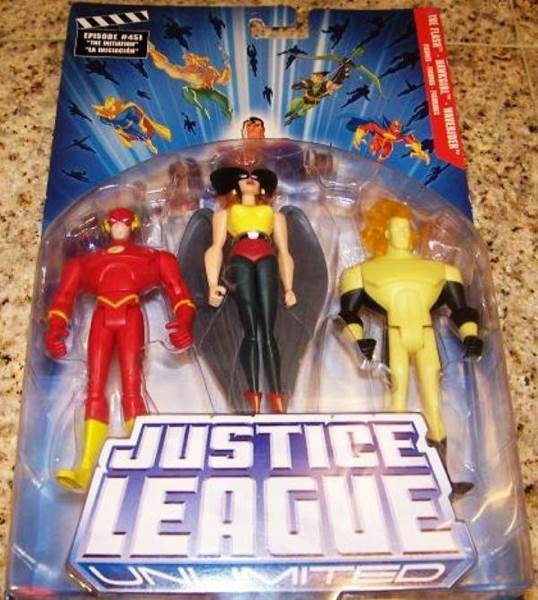 Justice League Unlimited 3 Pack - Flash, Hawkgirl, Waverider - Mattel DC action figure collectible [Barcode 027084223613] - Main Image 1