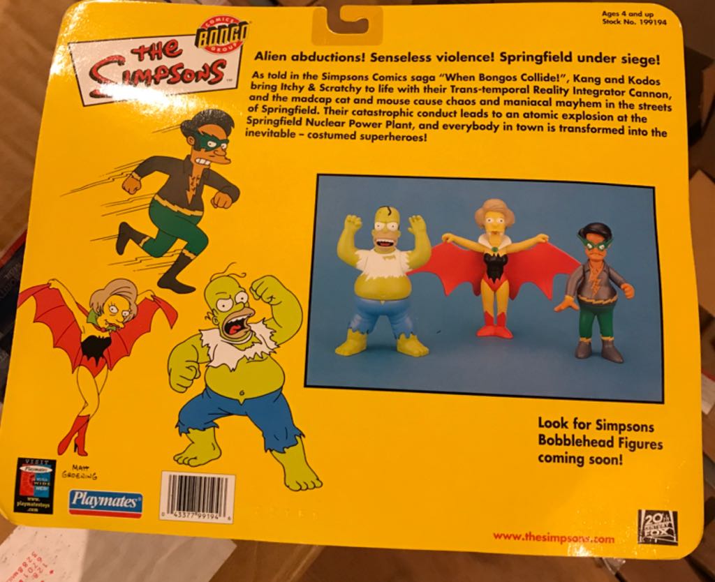 Homer Simpsons, Edna Krabappel, Apu - Playmates (Simpsons: Bongo: 5”) action figure collectible [Barcode 043377991946] - Main Image 2