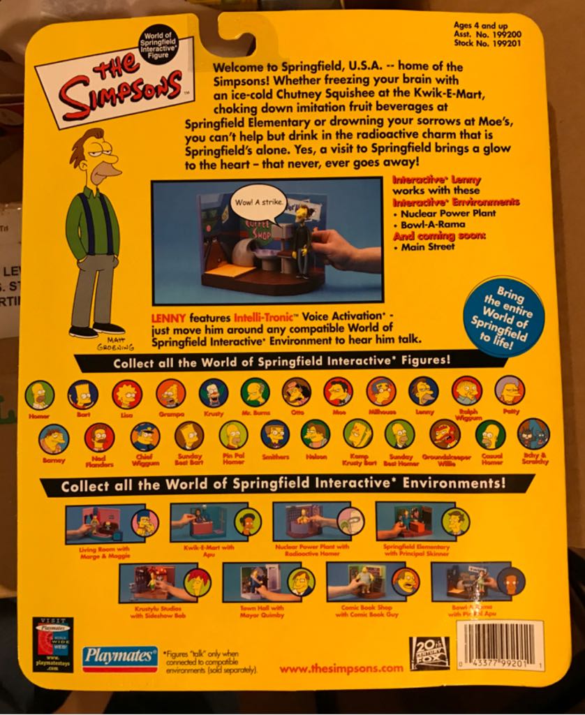 Simpsons: Lenny - Playmates (The Simpsons) (World of Springfield: Simpsons) action figure collectible [Barcode 043377992011] - Main Image 2