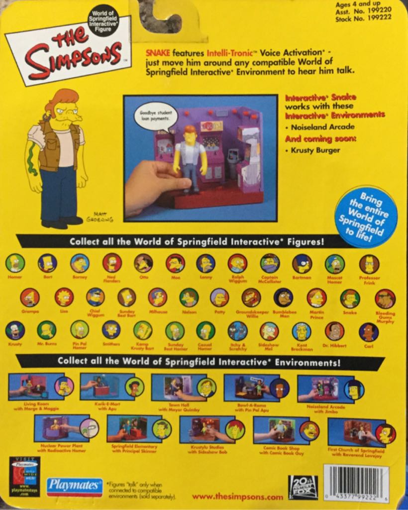 The Simpsons - WOS - Snake - Playmates Toys (The Simpsons) action figure collectible [Barcode 043377992226] - Main Image 2